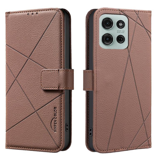 Geometric Pattern RFID Leather Phone Case, For Motorola Moto G75, For Motorola Moto G35 5G, For Motorola Moto G55 5G, For Motorola Moto G04 / G24 / E14  