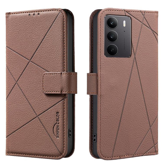 Geometric Pattern RFID Leather Phone Case, For Realme C75 4G, For Realme 12 5G Global, For Realme 12+ 5G, For Realme 12 Pro 5G / 12 Pro+ 5G Global  