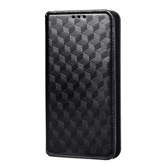 Cubic Grid Texture Flip Leather Phone Case, For Redmi Note 8 2021  