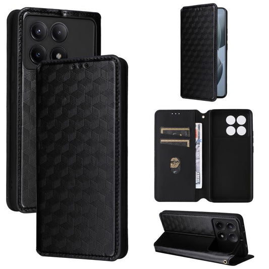 Cubic Grid Texture Flip Leather Phone Case, For Redmi Note 12 4G Global, For Redmi Note 12 Turbo 5G, For Redmi Note 12 Pro+ 5G Global, For Redmi Note 12 Pro 5G Global  