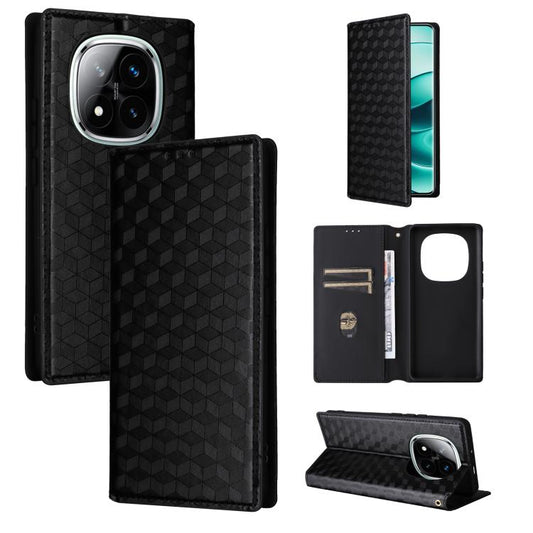 Cubic Grid Texture Flip Leather Phone Case, For Redmi K70E / Xiaomi Poco X6 Pro, For Redmi Note 13R Pro 5G, For Redmi Note 13 5G, For Redmi Note 13 Pro+ 5G  