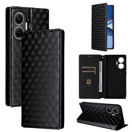 Cubic Grid Texture Flip Leather Phone Case, For Redmi 14C 4G, For Redmi K70 Ultra, For Redmi 13 4G / Note 13R 5G, For Redmi Turbo 3 5G  