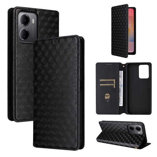 Cubic Grid Texture Flip Leather Phone Case, For Redmi A5 4G 173.3mm, For Redmi A5 4G 171.7mm / Xiaomi Poco C71, For Redmi Note 14 4G 164.84mm, For Redmi Turbo 4 Pro 5G  
