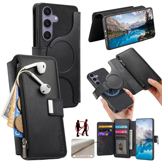CaseNeo MagSafe RFID Anti-theft Zipper Wallet Retro Leather Phone Case, For Galaxy S25 Edge 5G, For Galaxy S25 5G, For Galaxy S25+ 5G, For Galaxy S25 Ultra 5G  