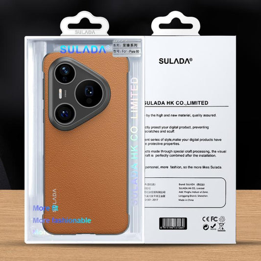 SULADA Frameless Top Layer Cowhide Leather PC Phone Case, For Huawei Pura 80 5G  