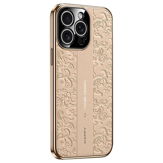 Cloud Dragon Pattern Plain Leather PC Phone Case, For iPhone 14 Pro Max  