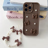 Soft Silicone 3D Bowknot Pearl Phone Case with Beaded Wrist Strap, For iPhone 15 Pro, For iPhone 15, For iPhone 14, For iPhone 14 Pro, For iPhone 14 Pro Max  For iPhone 15 Pro / Coffee