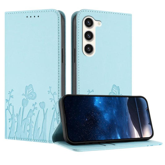 Tulips Butterfly Pattern Magnetic Vegan Leather Phone Case, For Samsung Galaxy S23 5G, For Samsung Galaxy S20 FE  