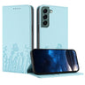 Tulips Butterfly Pattern Magnetic Vegan Leather Phone Case, For Samsung Galaxy S22 5G, For Samsung Galaxy S21 FE 5G  