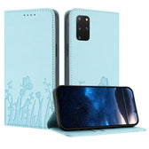 Tulips Butterfly Pattern Magnetic Vegan Leather Phone Case, For Samsung Galaxy S20+  