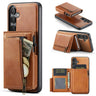 Fierre Shann Oil Wax Vegan Leather Magnetic Card Holder Back Phone Case, For Galaxy S25 Edge 5G, For Galaxy S25 5G, For Galaxy S25+ 5G, For Galaxy S25 Ultra 5G  