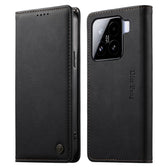 Dierfeng Metal Snap Magnetic RFID Vegan Leather Phone Case, For Xiaomi 15, For Xiaomi 14T Pro, For Xiaomi 14T, For Xiaomi Poco F6 / Redmi Turbo 3  