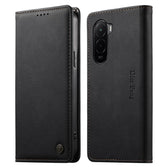 Dierfeng Metal Snap Magnetic RFID Vegan Leather Phone Case, For Xiaomi Poco M7 4G 169mm, For Xiaomi Poco M7 4G 171mm, For Xiaomi 15T Pro 5G, For Xiaomi 15T 5G  