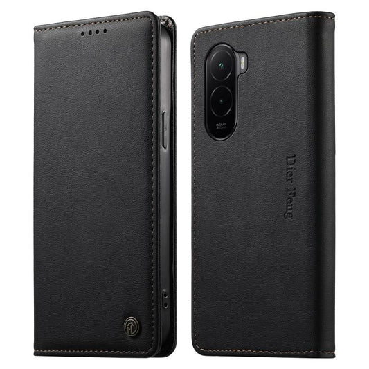 Dierfeng Metal Snap Magnetic RFID Vegan Leather Phone Case, For Xiaomi Poco M7 4G 169mm, For Xiaomi Poco M7 4G 171mm, For Xiaomi 15T Pro 5G, For Xiaomi 15T 5G  
