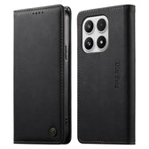 Dierfeng Metal Snap Magnetic RFID Vegan Leather Phone Case, For Xiaomi 17 Max 5G, For Xiaomi 17T Pro 5G, For Xiaomi 17T 5G, For Xiaomi Poco X8 Pro 5G / Redmi Turbo 5 5G  