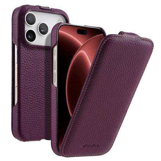 melkco Litchi Texture Vertical Flip Magnetic Genuine Leather Phone Case, For iPhone 18 Pro, For iPhone 18 Pro Max, For iPhone 17 Pro Max, For iPhone 17 Pro  