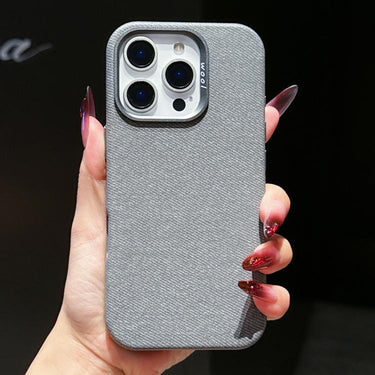 Wool Linen Fabric Full Coverage Magnetic Phone Case, For iPhone 16 Pro Max, For iPhone 16 Pro, For iPhone 16 Plus, For iPhone 16  
