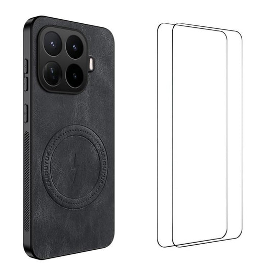WANLONFENG Nappa Texture Magnetic Phone Case with 2pcs Screen Films, For Xiaomi 17T Pro 5G, For Xiaomi 17T 5G, For Xiaomi 17 Ultra, For Xiaomi 17 Pro Max, For Xiaomi 17 Pro, For Xiaomi 17  