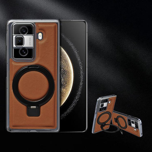 Foldable Screen Holder Electroplated Vegan Leather Phone Case, For Honor Magic VS3, For Honor Magic VS2  