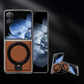 Foldable Screen Holder Electroplated Vegan Leather Phone Case, For Xiaomi Mix Flip  