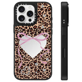 Leopard Cherry Series Pattern Mirror Phone Case, For iPhone 16 Pro Max, For iPhone 16 Pro, For iPhone 16 Plus  