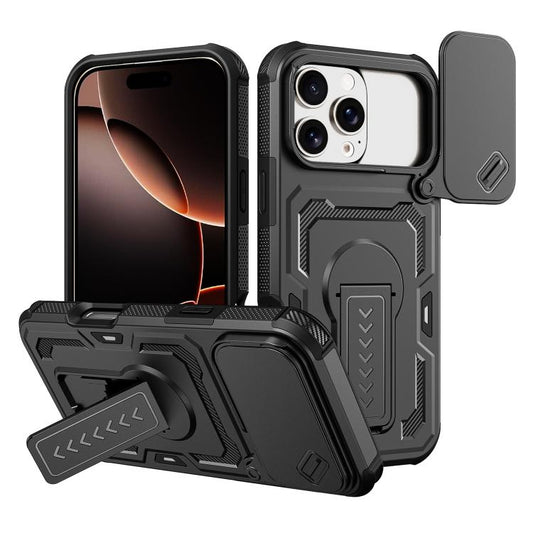 Slid Camera Shield Invisible Holder PC Hybrid TPU Phone Case, For iPhone 16 Pro  