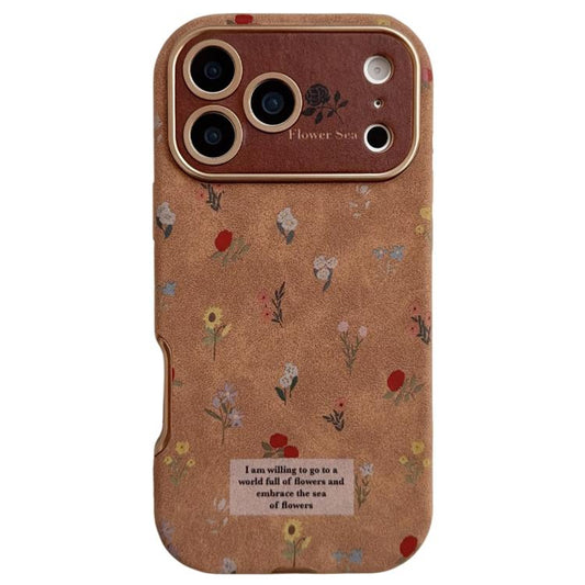 Large Window Desert Gold Small Floral Soft TPU Phone Case, For iPhone 17 Pro Max, For iPhone 17 Pro, For iPhone 17, For iPhone Air, For iPhone 16 Pro Max, For iPhone 16 Pro, For iPhone 16 Plus, For iPhone 16  