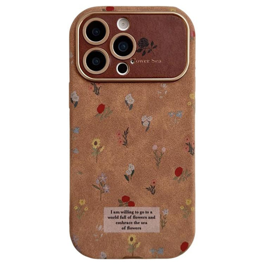 Large Window Desert Gold Small Floral Soft TPU Phone Case, For iPhone 13 Pro Max, For iPhone 13 Pro, For iPhone 13, For iPhone 12, For iPhone 12 Pro Max, For iPhone 12 Pro  