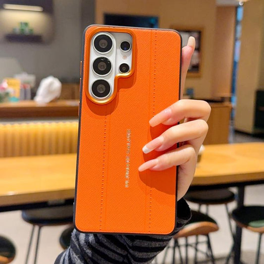Metal Camera Lens Frame Buttons Vegan Leather Phone Case, For Galaxy S25 Ultra 5G, For Galaxy S24 Ultra 5G, For Galaxy S24+ 5G, For Galaxy S24 5G  