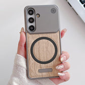 Wood Grain Magnetic PC Shockproof Phone Case, For Galaxy S24+ 5G /  S25+ 5G, For Galaxy S25 Ultra 5G, For Galaxy S24 FE 5G, For Galaxy S24 Ultra 5G  