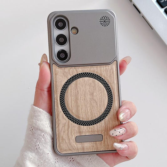 Wood Grain Magnetic PC Shockproof Phone Case For Galaxy S26+ 5G,Galaxy S26 Ultra 5G,Galaxy S26 5G,Galaxy S24 5G / S25 5G  