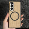 Wood Grain Magnetic PC Shockproof Phone Case, For Galaxy Z Fold3 5G  