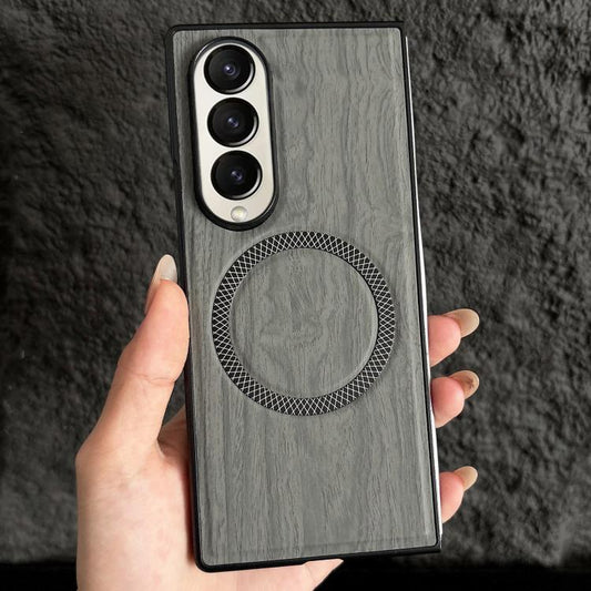 Wood Grain Magnetic PC Shockproof Phone Case, For Galaxy Z Fold3 5G  