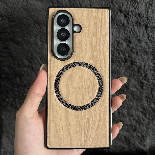 Wood Grain Magnetic PC Shockproof Phone Case, For Galaxy Z Fold7 5G, For Galaxy Z Fold6, For Galaxy Z Fold5, For Galaxy Z Fold4  