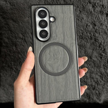 Wood Grain Magnetic PC Shockproof Phone Case, For Galaxy Z Fold7 5G, For Galaxy Z Fold6, For Galaxy Z Fold5, For Galaxy Z Fold4  