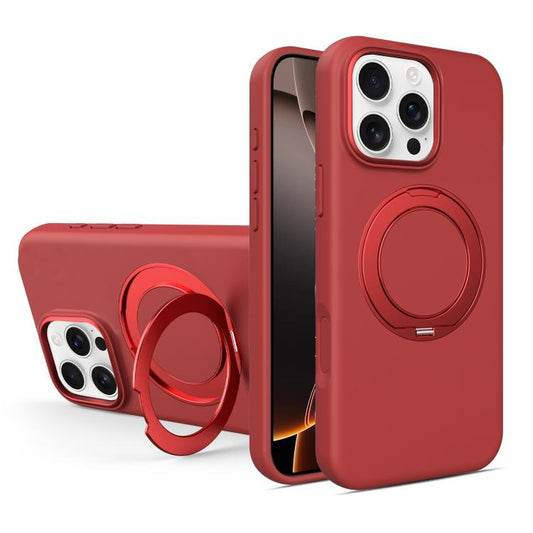 Liquid Silicone Magnetic Phone Case with Rotating Stand, For iPhone 16 Pro Max, For iPhone 16 Pro, For iPhone 16  