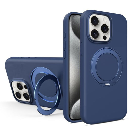 Liquid Silicone Magnetic Phone Case with Rotating Stand, For iPhone 15 Pro Max, For iPhone 15 Pro, For iPhone 15  