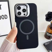 Liquid Silicone Magnetic Phone Case with Lens Frame Holder, For iPhone 12 Pro, For iPhone 11  