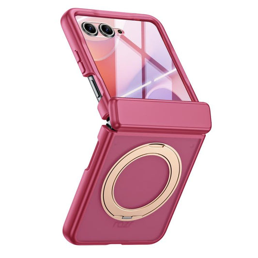 Semi-transparent Frosted Hinge Integrated Film 360 Magnetic Ring Holder Phone Case, For Motorola Razr 70+ / 60 Pro / 50 Ultra, For Motorola Razr 70 / 60 / 50  