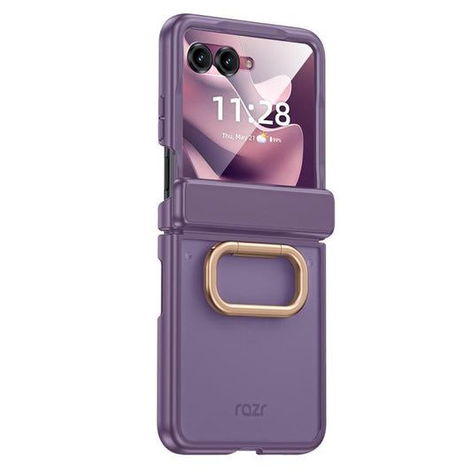 Semi-transparent Frosted Hinge Ring Holder Integrated Film Phone Case, For Motorola Razr 70+ / 60 Pro / 50 Ultra  
