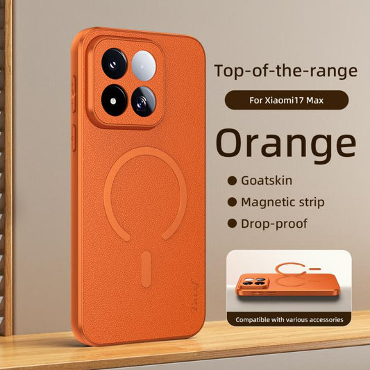 Sheepskin Vegan Leather Magnetic Phone Case, For Xiaomi 17 Max 5G  