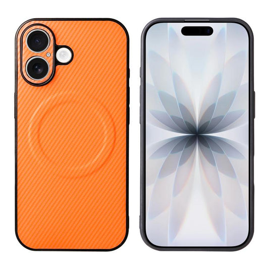 Precise Cutout Carbon Fiber Texture Vegan Leather Phone Case, For iPhone 16 Plus, For iPhone 16  