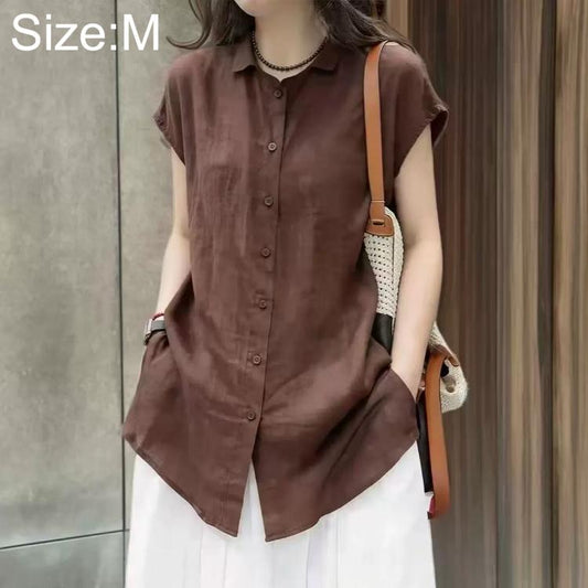 Lightweight Wrinkle-Resistant Quick-Dry Women Short Sleeve Shirt, M, L, XL, 2XL, 3XL  M / Brown
