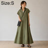 Short Sleeve Casual Short Sleeve Lapel Shirt Dress, S, M, L, XL, 2XL  S / Green
