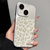 Large Window Full Coverage Glitter Leopard Print Phone Case, For iPhone 14 Plus, For iPhone 14, For iPhone 14 Pro, For iPhone 14 Pro Max  