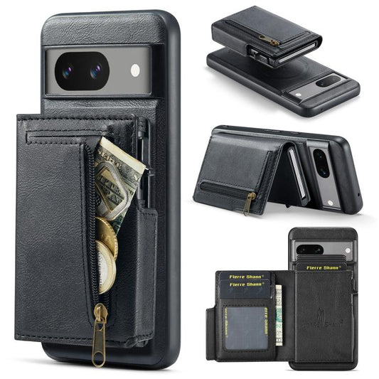 Fierre Shann Oil Wax Vegan Leather Magnetic Card Holder Back Phone Case, For Google Pixel 8a, For Google Pixel 8 Pro, For Google Pixel 8, For Google Pixel 7a  