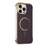 Borderless Kevlar Texture Electroplated Magnetic Phone Case, For iPhone 15 Pro, For iPhone 15, For iPhone 14, For iPhone 14 Pro  