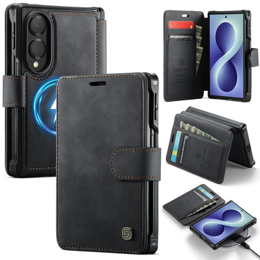 AutSpace A15 Retro Magnetic Clasp Vegan Leather Phone Case, For Galaxy Z Fold8 5G, For Galaxy Z Fold8 Ultra 5G  