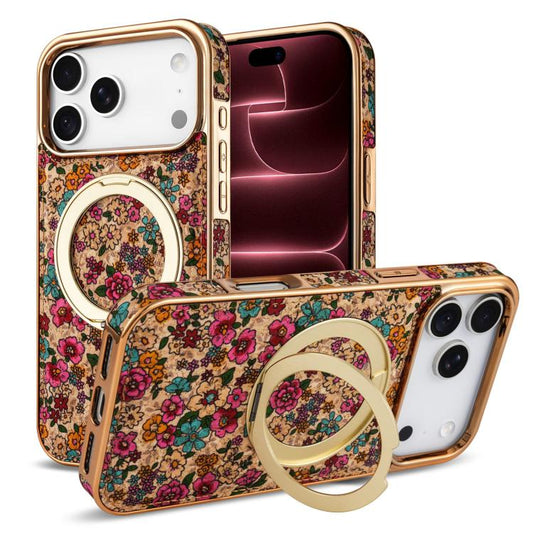 Flower Language Gear Magnetic Phone Case with Rotating Ring Holder, For iPhone 18 Pro Max / 17 Pro Max  