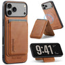 Fierre Shann Oil Wax Vegan Leather Magnetic Folding Card Wallet Phone Case, For iPhone 18 Pro / 17 Pro, For iPhone 18 Pro Max / 17 Pro Max, For iPhone 17e / 16e, For iPhone 17  